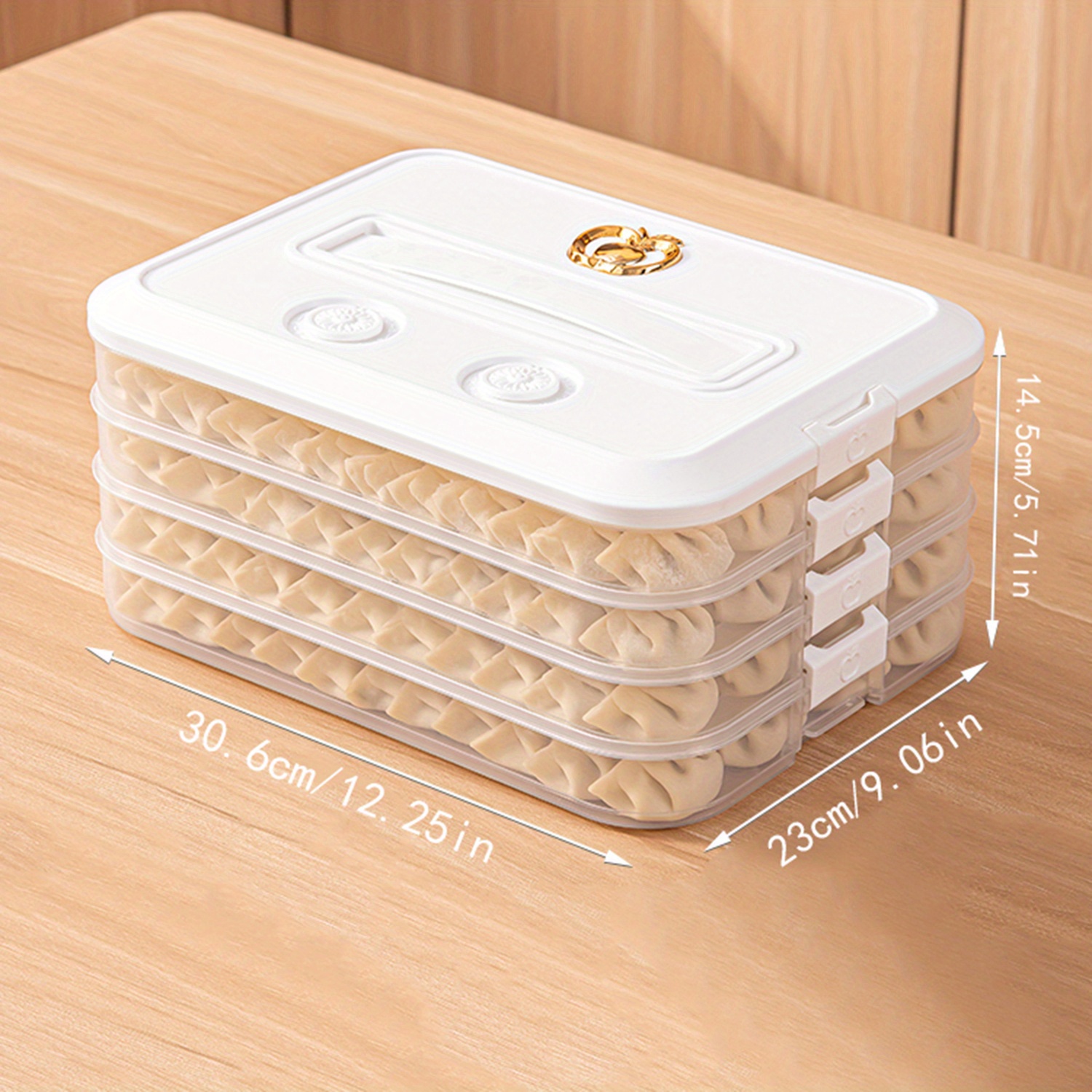OFFKITSLY Food Storage Containers with Lids, Plastic Cookie Storage  Containers Airtight, 4-Layer Stackable Food Containers Dumpling Storage  Box, White