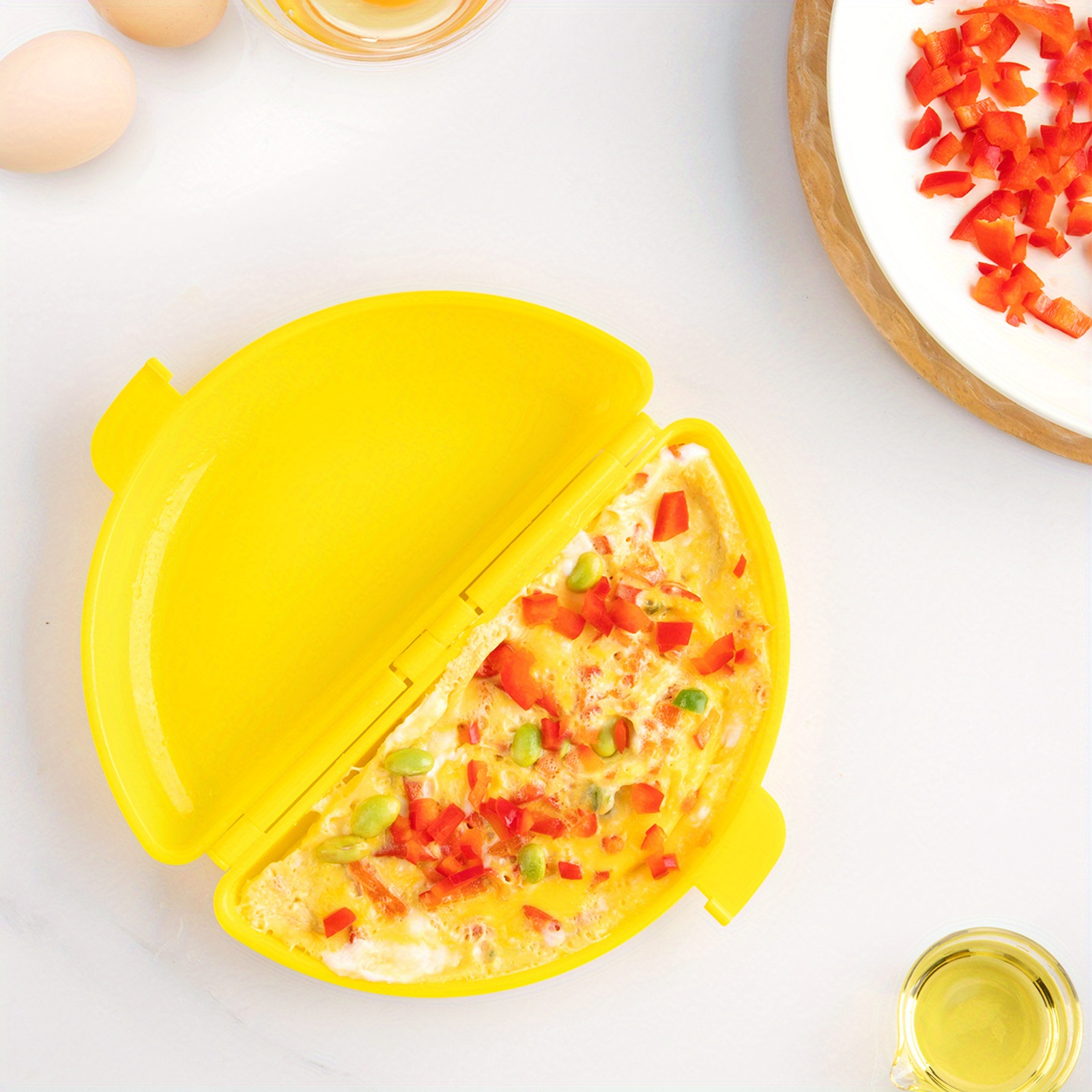 overno Microwave Oven Silicone Omelette Mold Tool Egg Poacher Poaching  Baking Tray Egg Roll Maker Cooker Kitchen Cooking Accessories, Red