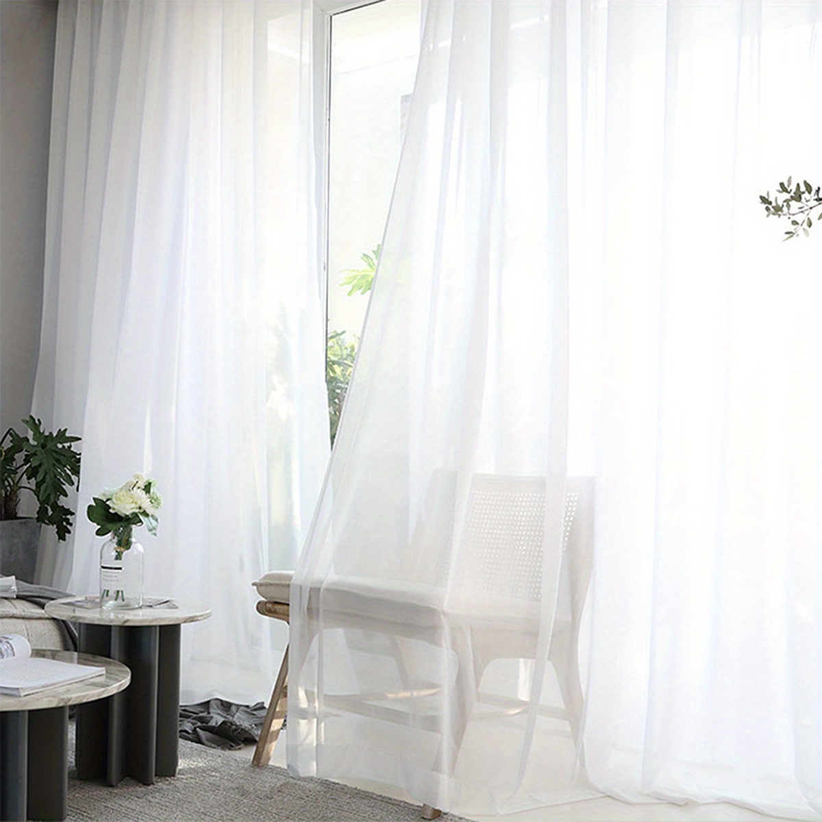 1pc elegant   sheer curtain for living room bedroom and office translucent and thin with rod pocket enhance   details 3