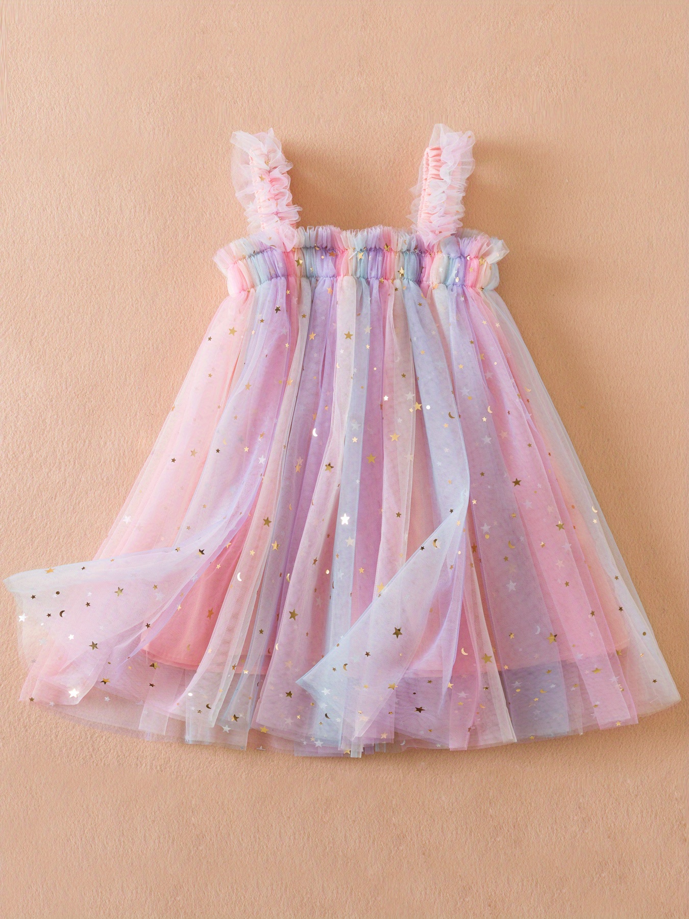 Nuovo Vestito A Balze In Tulle Con Stelle A Paillettes E Arcobaleno Per  Neonate, Abito Principessa Dolce E Sognante