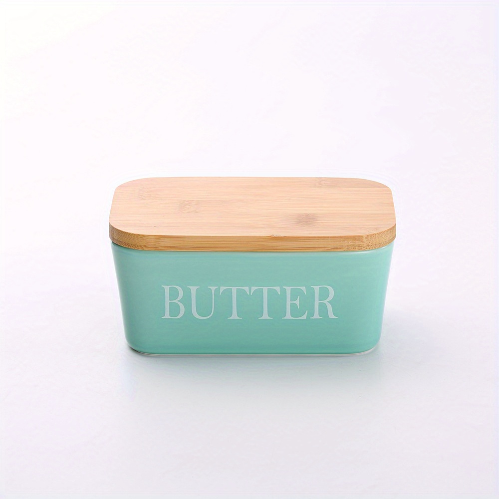 Mantequillera con tapa para encimera, paquete de 2 recipientes de  mantequilla de cerámica con cuchillo, resistente recipiente de mantequilla  con tapa