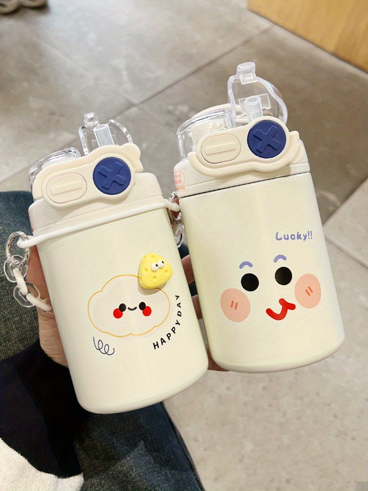 cute cartoon vacuum cup straw chain stainless steel details 1