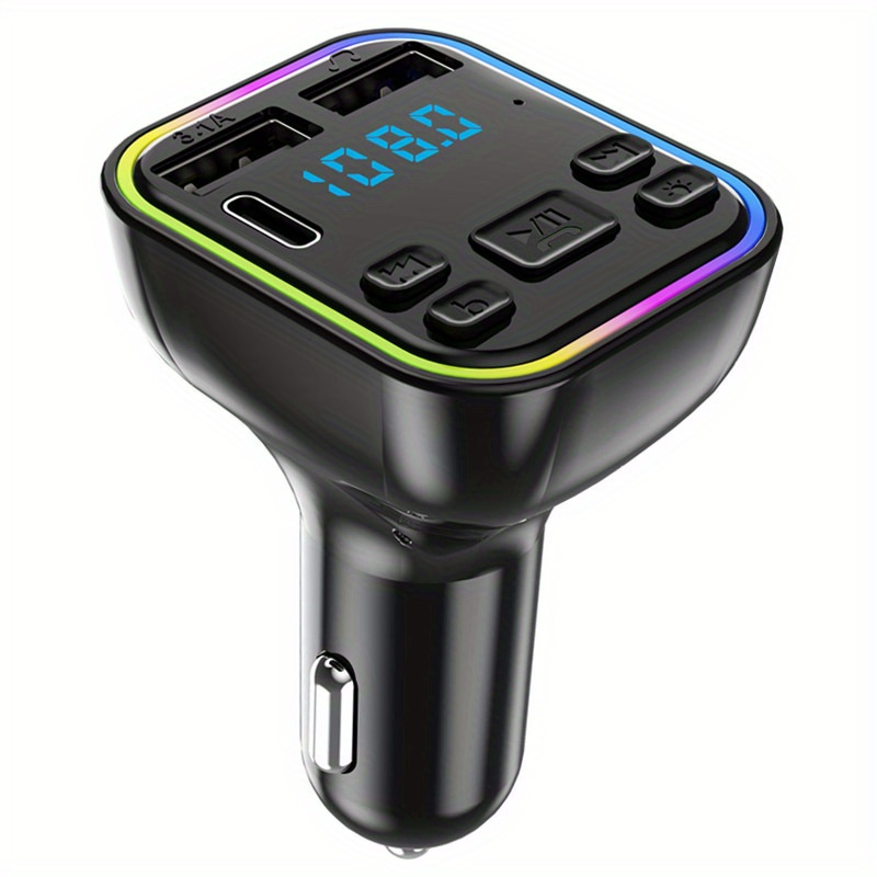Radio Bluetooth Transmisor FM para coche con cargador receptor de audio,  adaptador de encendedor de cigarrillos, reproductor de música, manos  libres