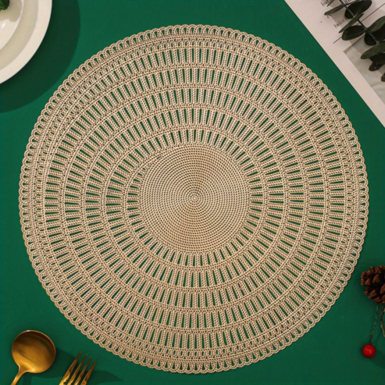 Round Pvc Placemats Solid Color Light Luxury Pads Heat - Temu