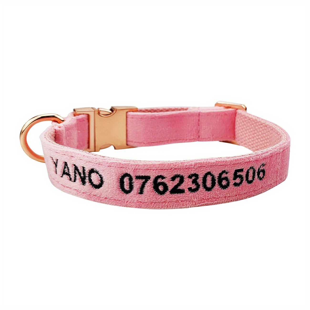Custom Velvet Dog Collars With Personalized Embroidered Name And Number,  Quick Release Rose Golden Metal Buckle Custom Dog Collar For Large Medium Small  Dogs - Temu