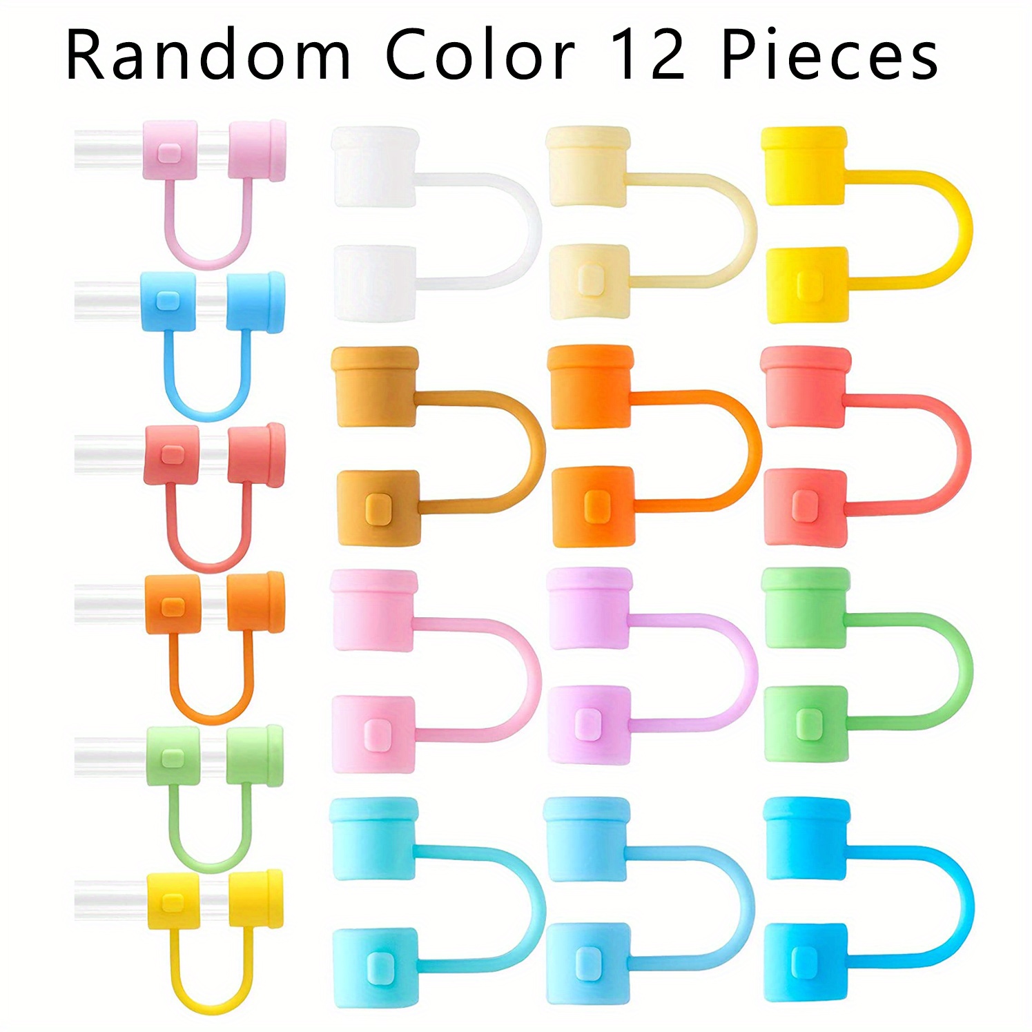 24 Pieces Straw Covers Cap Silicone Straw Tips Cover Reusable