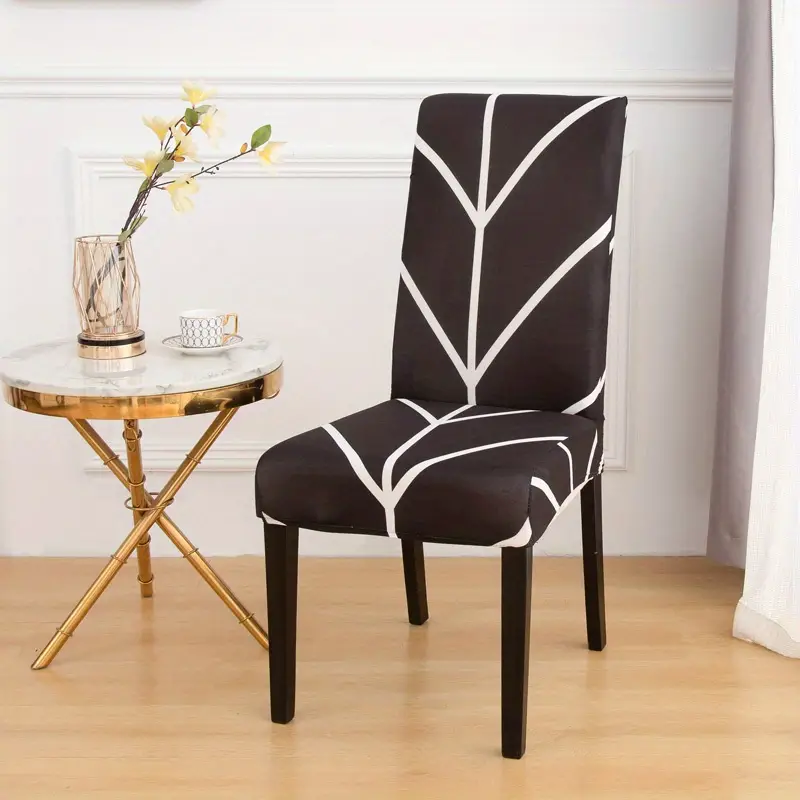 4pcs 6pcs geometric printed dining chair cover stretch milk silk fabric cahir cover suitable for home decor living room kitchen dining room party decoration details 3