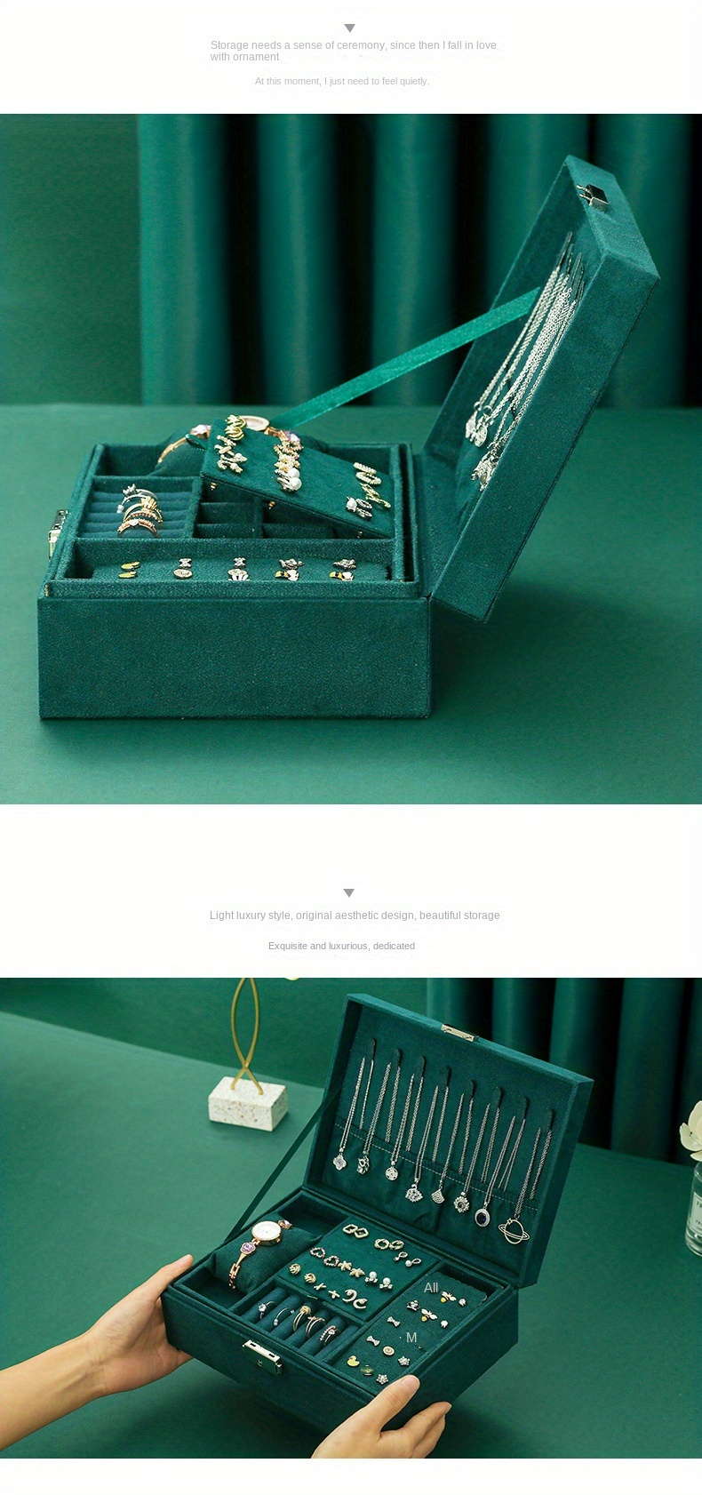 Vintage Plush Double layer Jewelry Box Lock Necklace Ring Temu