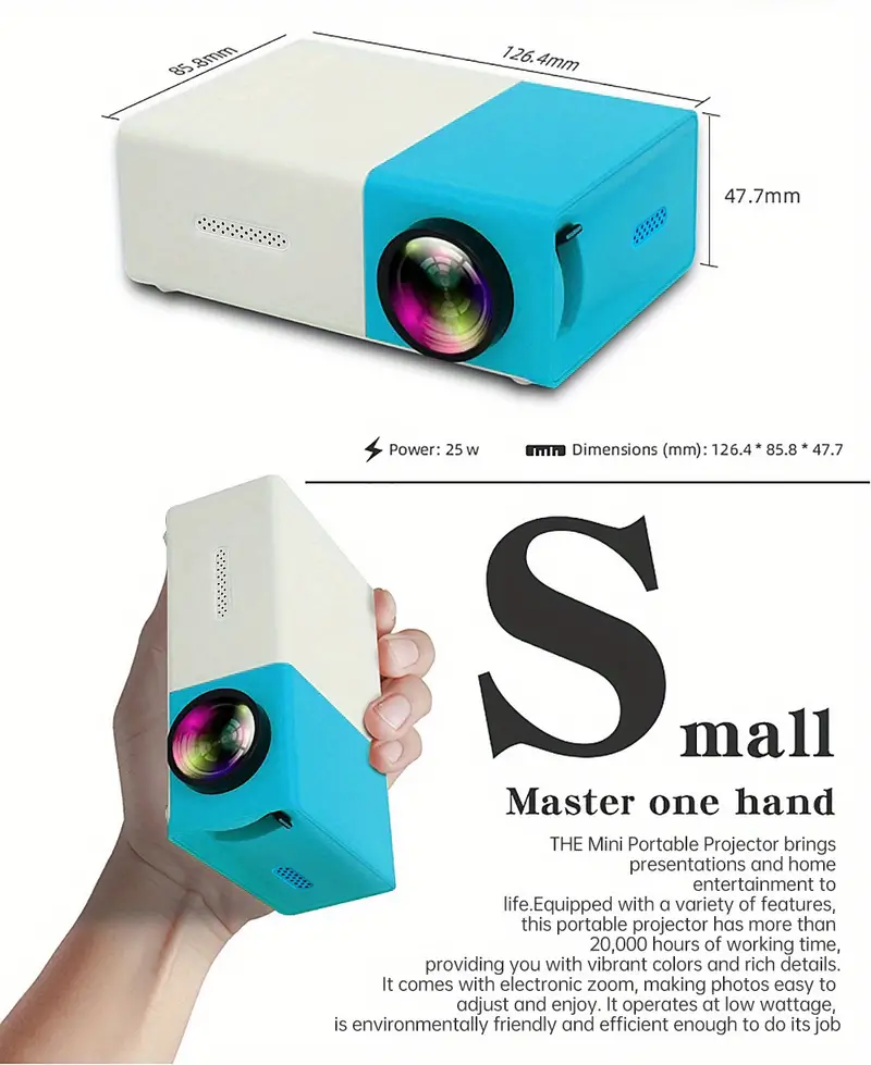 Mini Projector Portable Projector For Cartoon Kids Gift Outdoor Movie Projector LED Pico Video Projector For Home Theater Movie Projector With HDMI USB Interfaces And Remote Control US Plug details 2