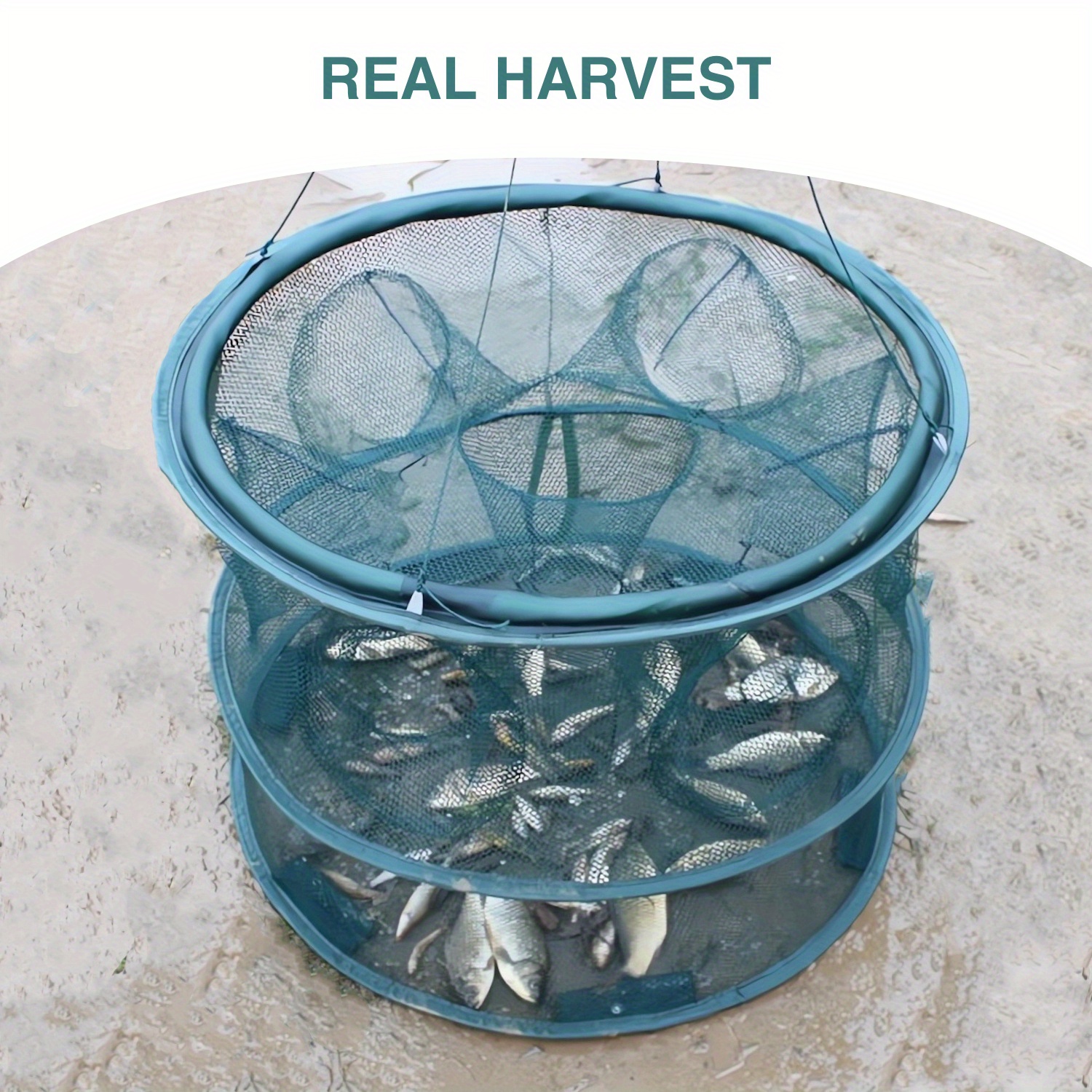 Double-deck Foldable Fishing Trap - Collapsible Fishing Net For Catching  Crab, Lobster, Crawfish, And Shrimp, Foldable Versatile Aquatic Cage With 7  H
