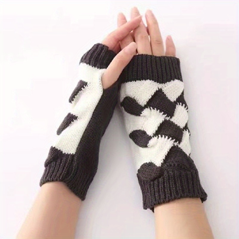 Long Fingerless Gloves, Women Mitten Winter Arm Warmer, Knitted Arm Sleeve Fashion Casual Soft Gloves