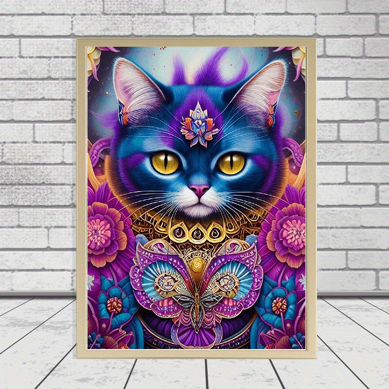 5d Diy Diamond Painting For Adults And Beginners Cat Diamond - Temu