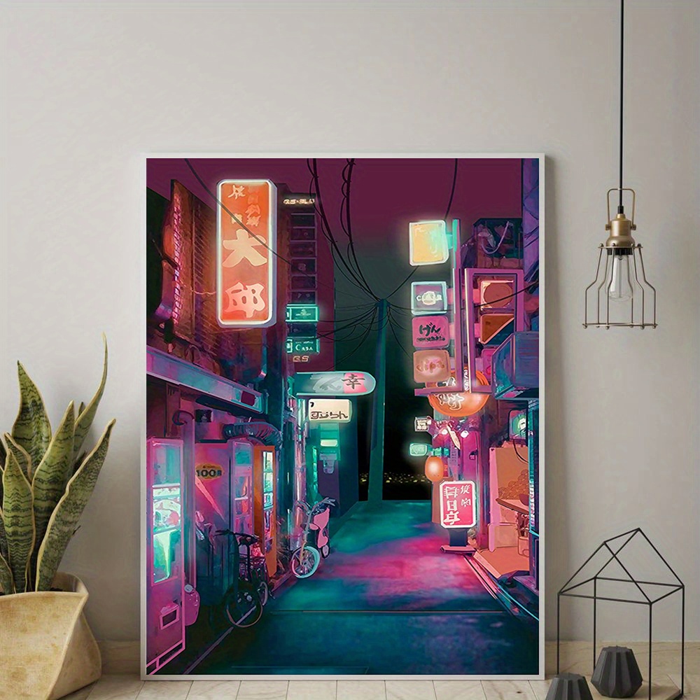 Japanese Street Wall Art Painting Japanese City Canvas Print - Temu ...