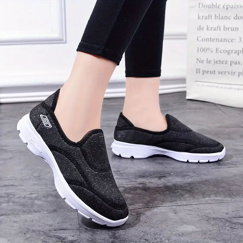 womens casual sneakers solid color soft soles slip on sports shoes lightweight comfortable outdoor shoes details 1