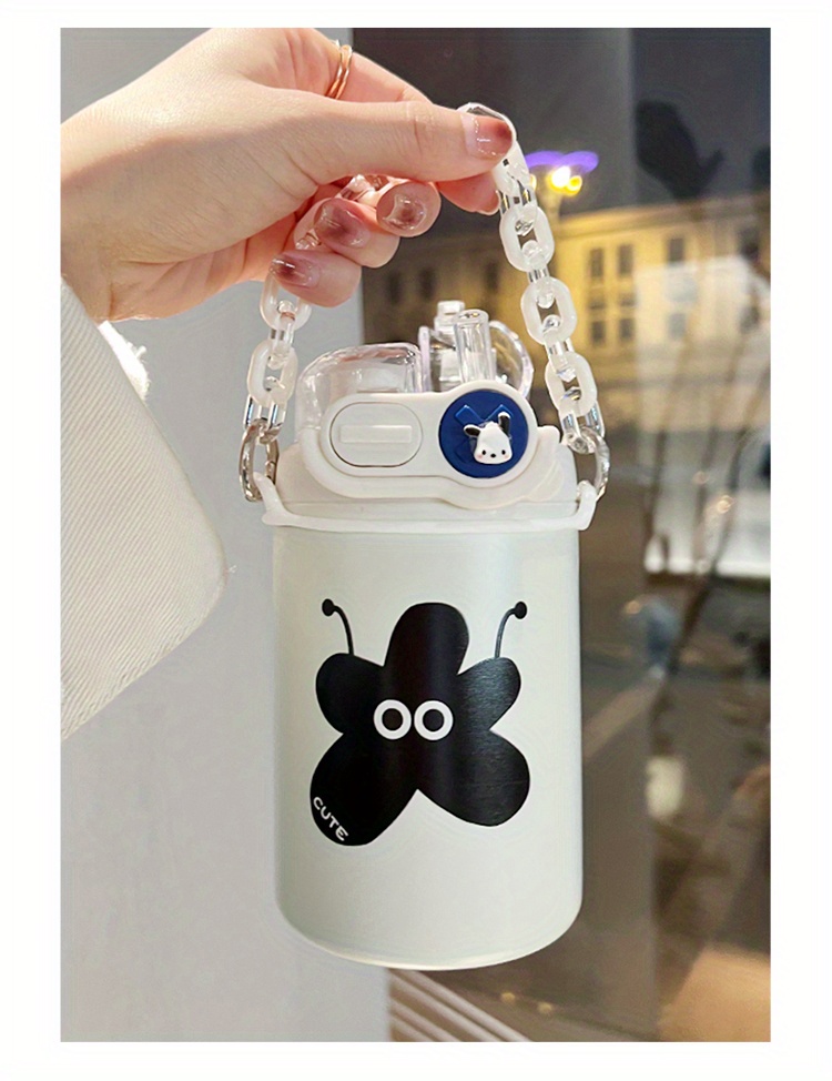 cute cartoon vacuum cup straw chain stainless steel details 4