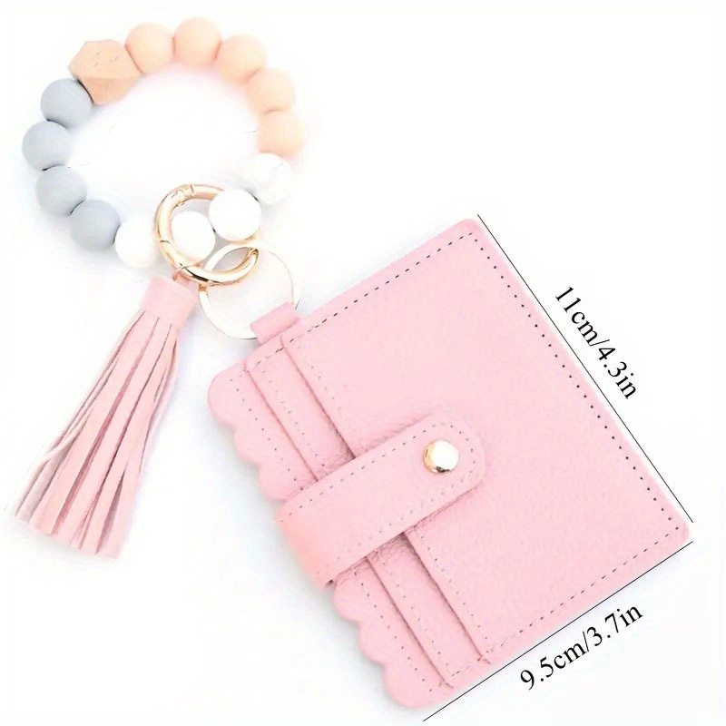 Keychain Wallet, Wristlet, Bangle, Bracelet, ID Card Holder Purse, Key  Chain, with PU Leather Tassel, Bangle Key Ring for Women Girls