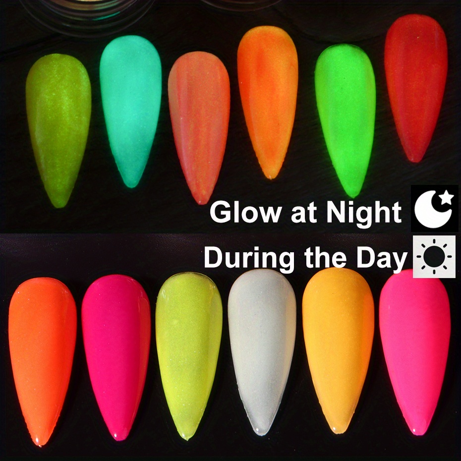 Luminous Nail Glitter Powder Glow In Green Neon Dust - Temu Australia