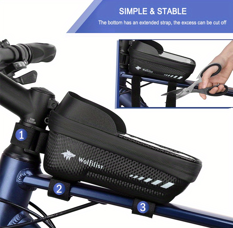 Bike Front Frame Bag、防水自転車トップチューブバッグ、TPU感度