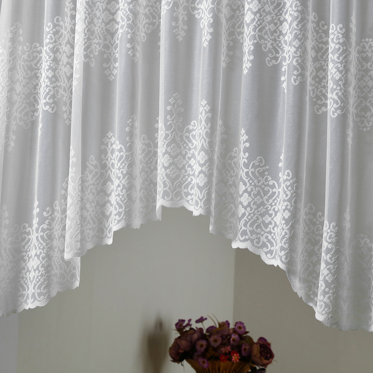 1pc geometric wavy window curtains white lace cafe style for living room bedroom kitchen and home decor details 6