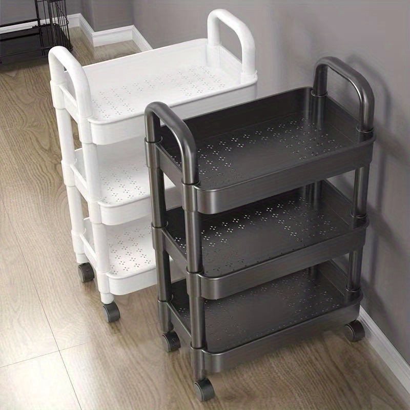 Three layer Small Cart Plastic Storage Rack Movable Floor - Temu