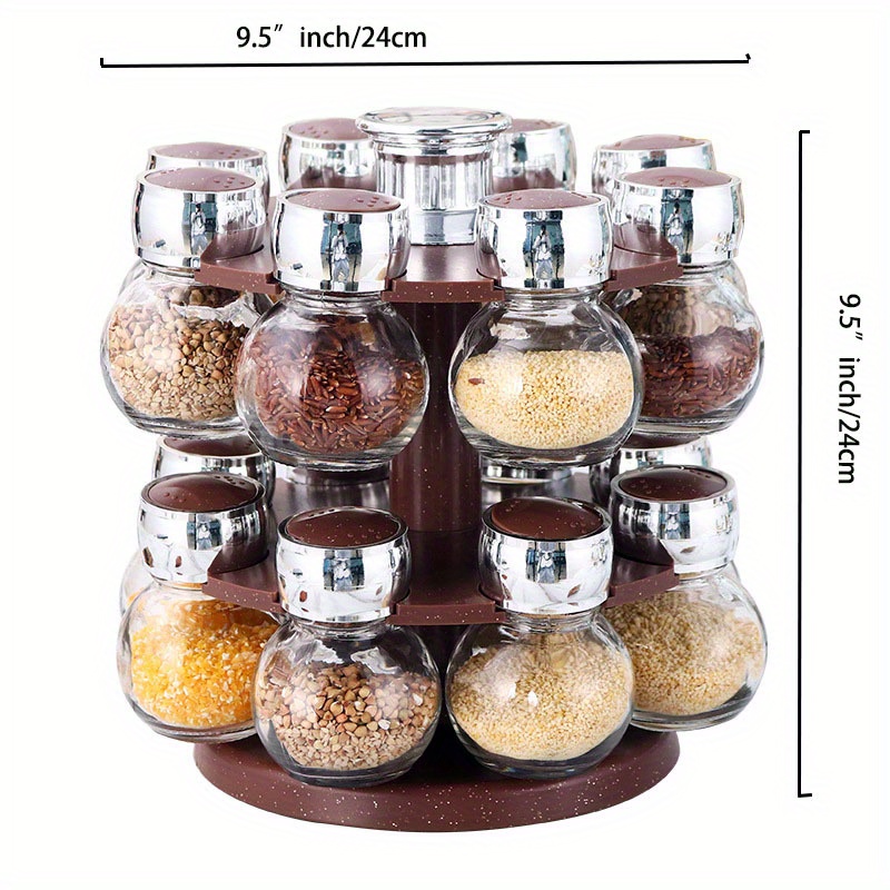 Rotating Spice Rack with Jars, Spinning Spice Rack Shelf, Revolving Spice  Rack for Kitchen (Black) 