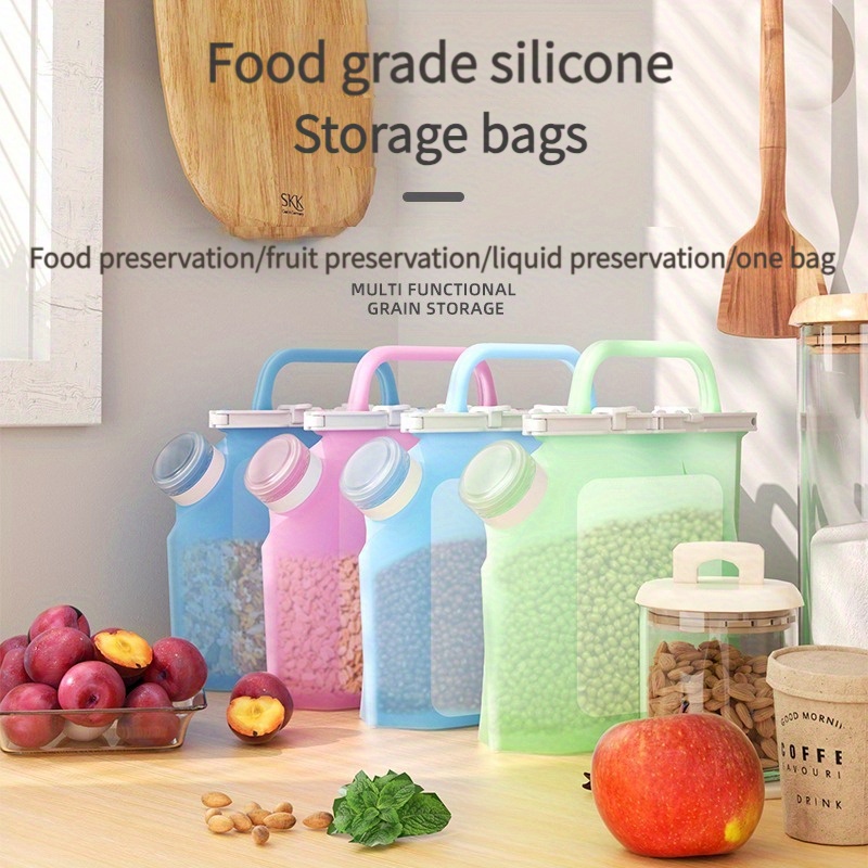 Silicone Food Storage Bag Reusable Stand Up Zip Shut Bag - Temu