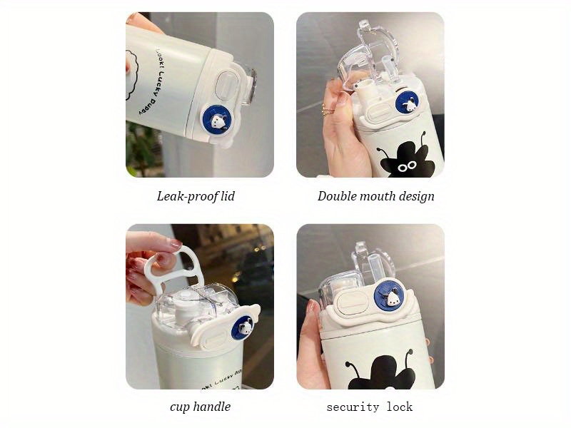 cute cartoon vacuum cup straw chain stainless steel details 6
