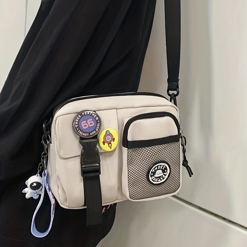 rygai Women Crossbody Bag Canvas Adjustable Strap Solid Color