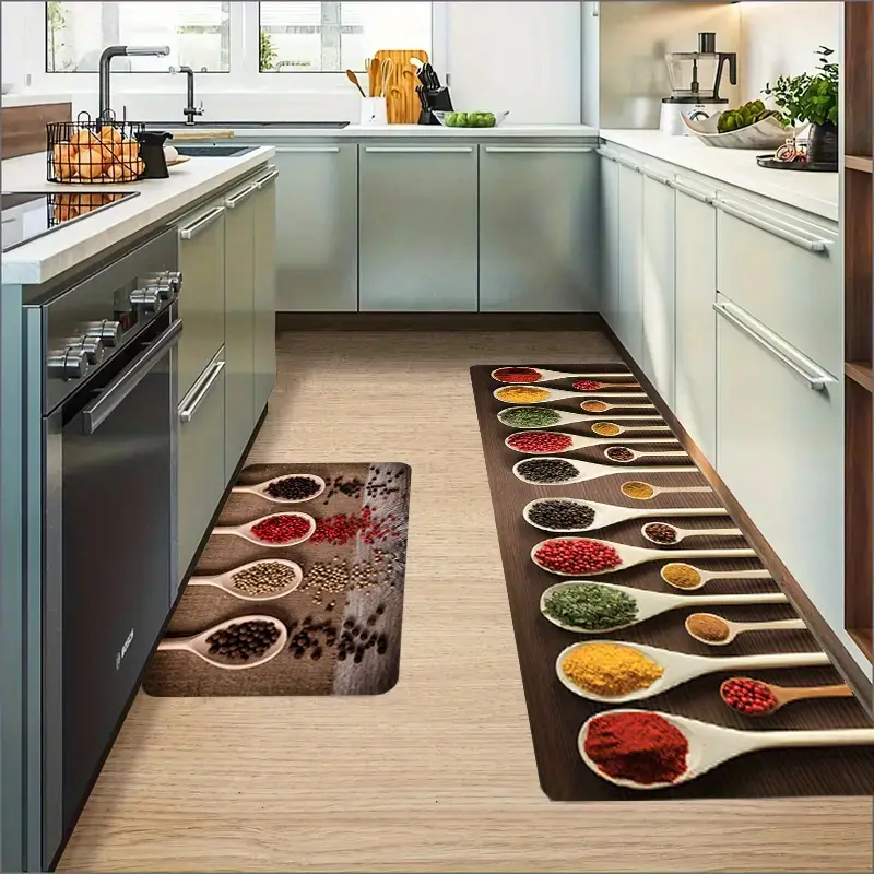 1pc spices printed kitchen rug soft anti fatigue comfortable mat waterproof non slip floor mat runner rug throw rug for living room bedroom absorbent machine washable carpet for kitchen hallway bathroom laundry details 2