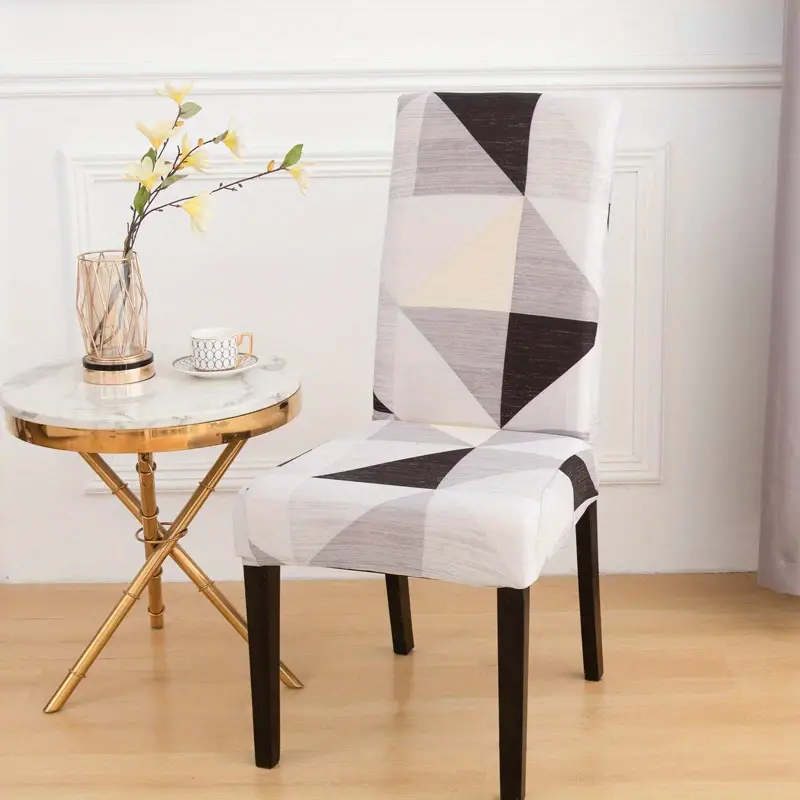 4pcs 6pcs geometric printed dining chair cover stretch milk silk fabric cahir cover suitable for home decor living room kitchen dining room party decoration details 5