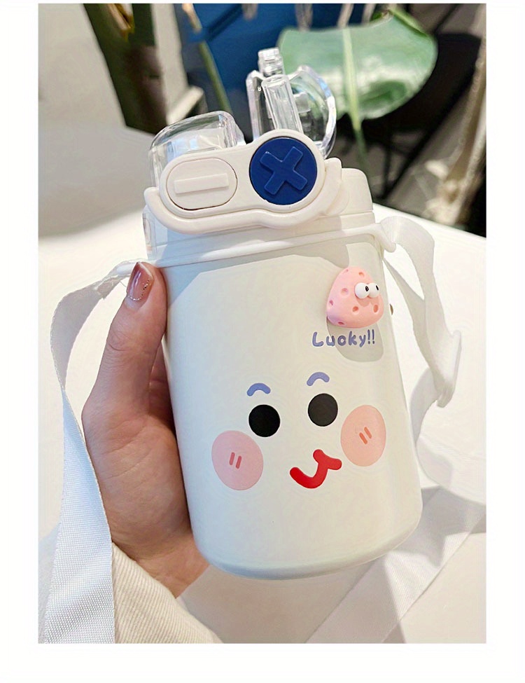 cute cartoon vacuum cup straw chain stainless steel details 5