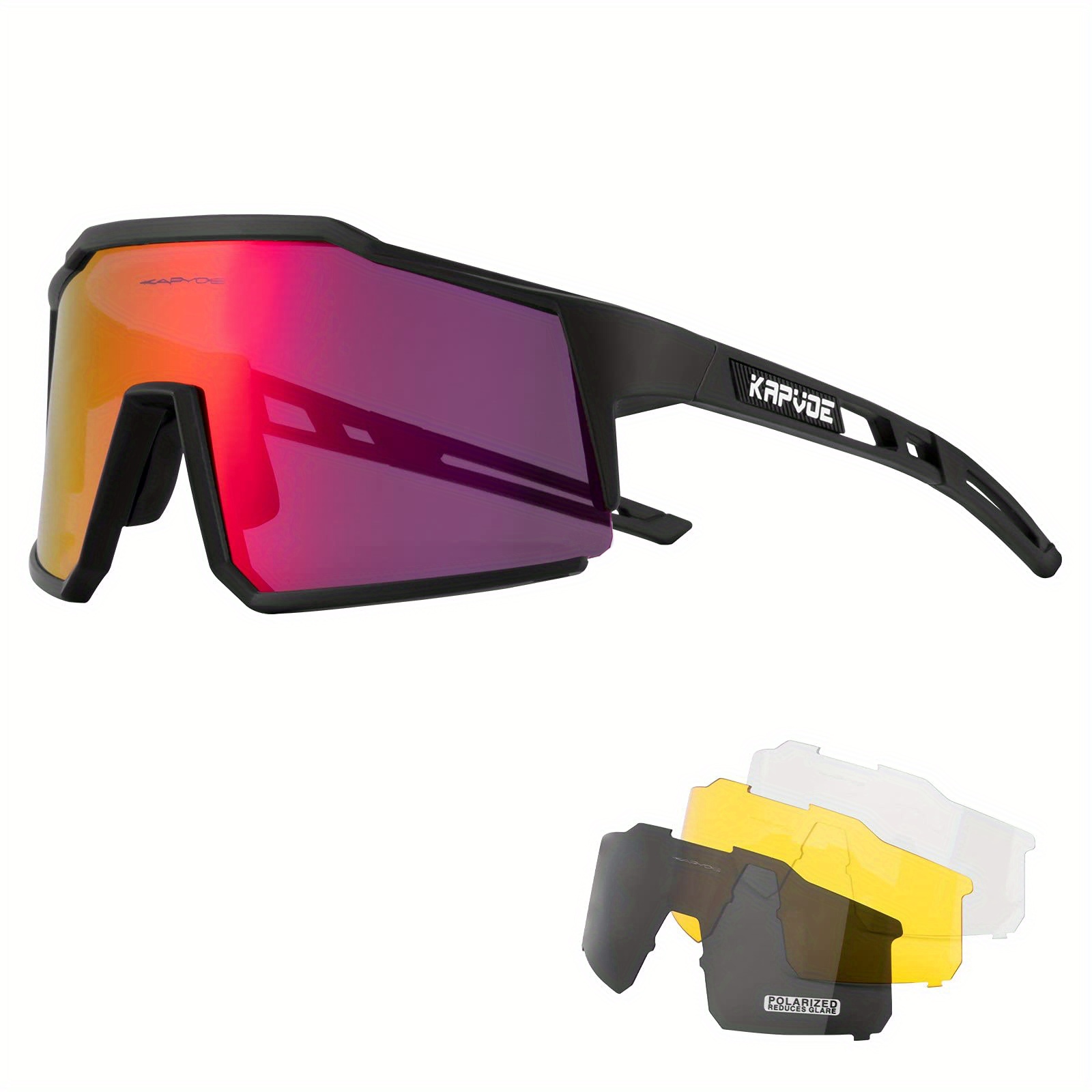  KAPVOE Gafas de ciclismo para hombres y mujeres, polarizadas,  para bicicleta de montaña, gafas de sol deportivas, MTB Triatlón, ciclismo,  equitación, correr, béisbol : Deportes y Actividades al Aire Libre