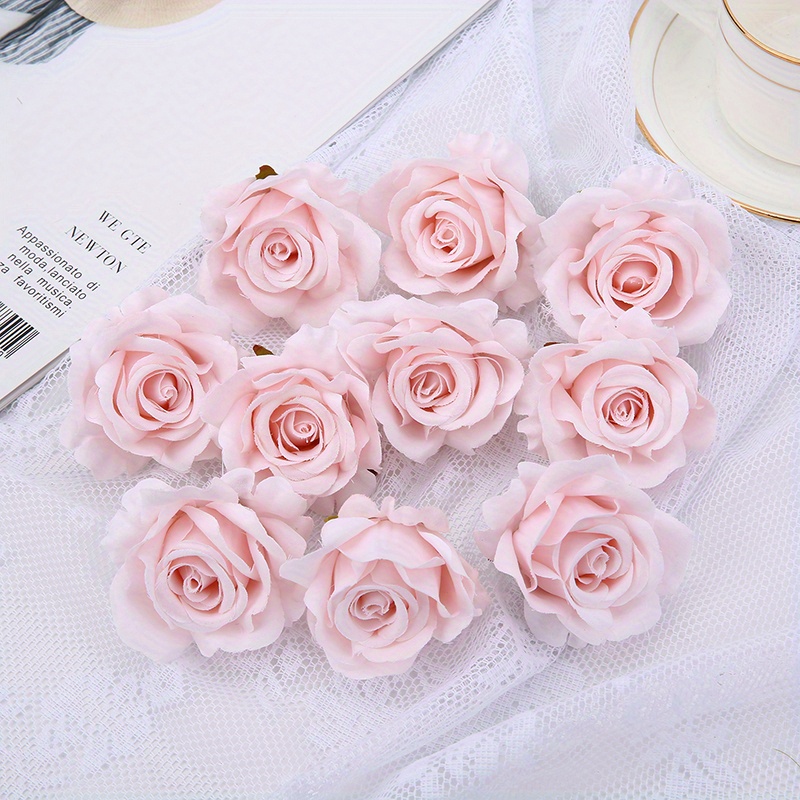 10pcs 6cm Artificial Flannelette Rose Head Diy Handmade Materials Home Wedding Decoration Accessories Clothing Headwear Accessories