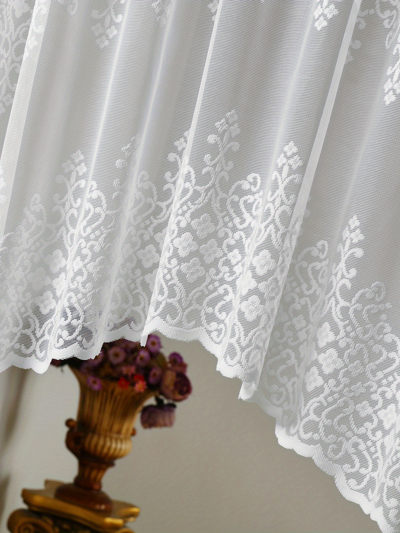 1pc geometric wavy window curtains white lace cafe style for living room bedroom kitchen and home decor details 7