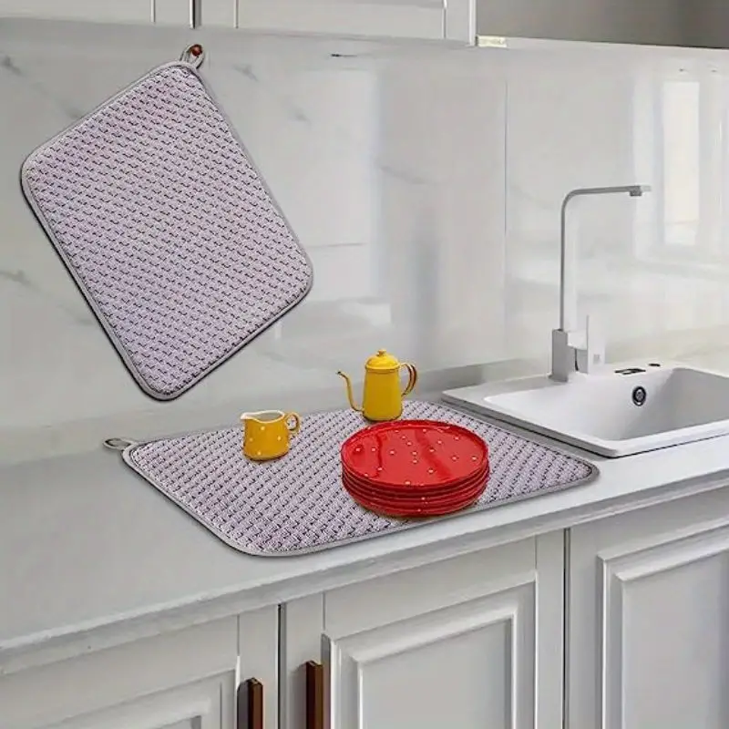 Dish Drying Mat Polyester Absorbent Machine Washable Fast - Temu