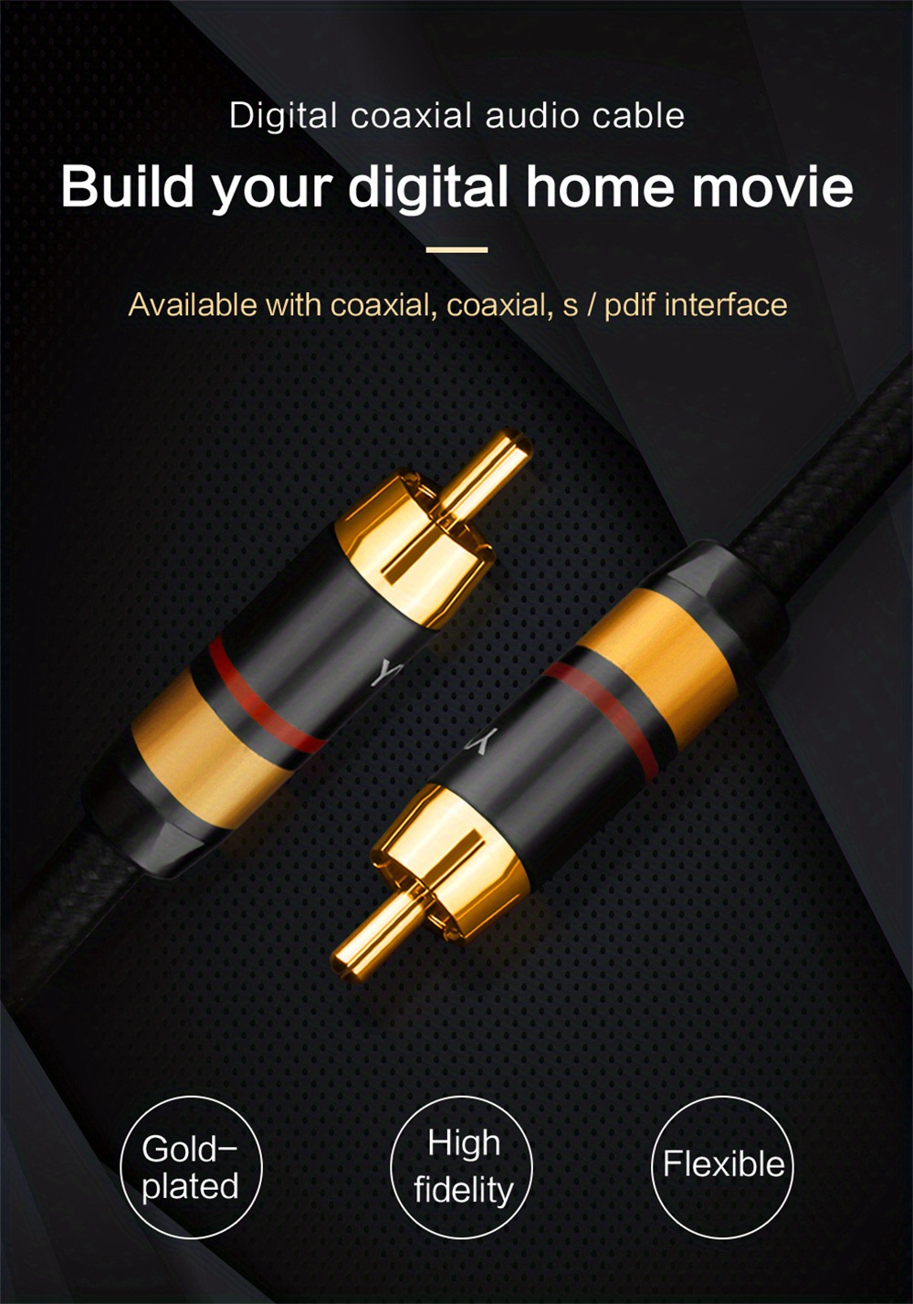 Hifi Digital Audio Coax Cable Od7.0 Premium Stereo Audio Rca - Temu