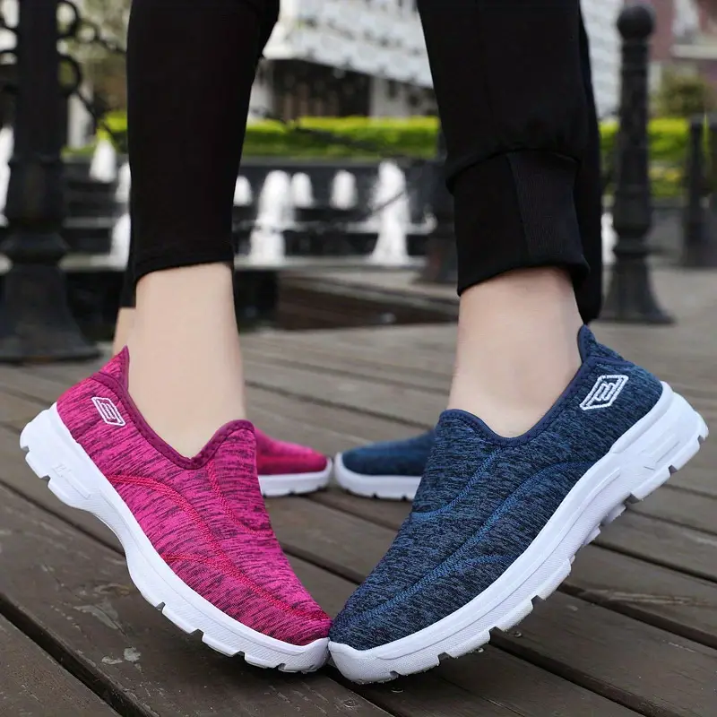 womens casual sneakers solid color soft soles slip on sports shoes lightweight comfortable outdoor shoes details 0