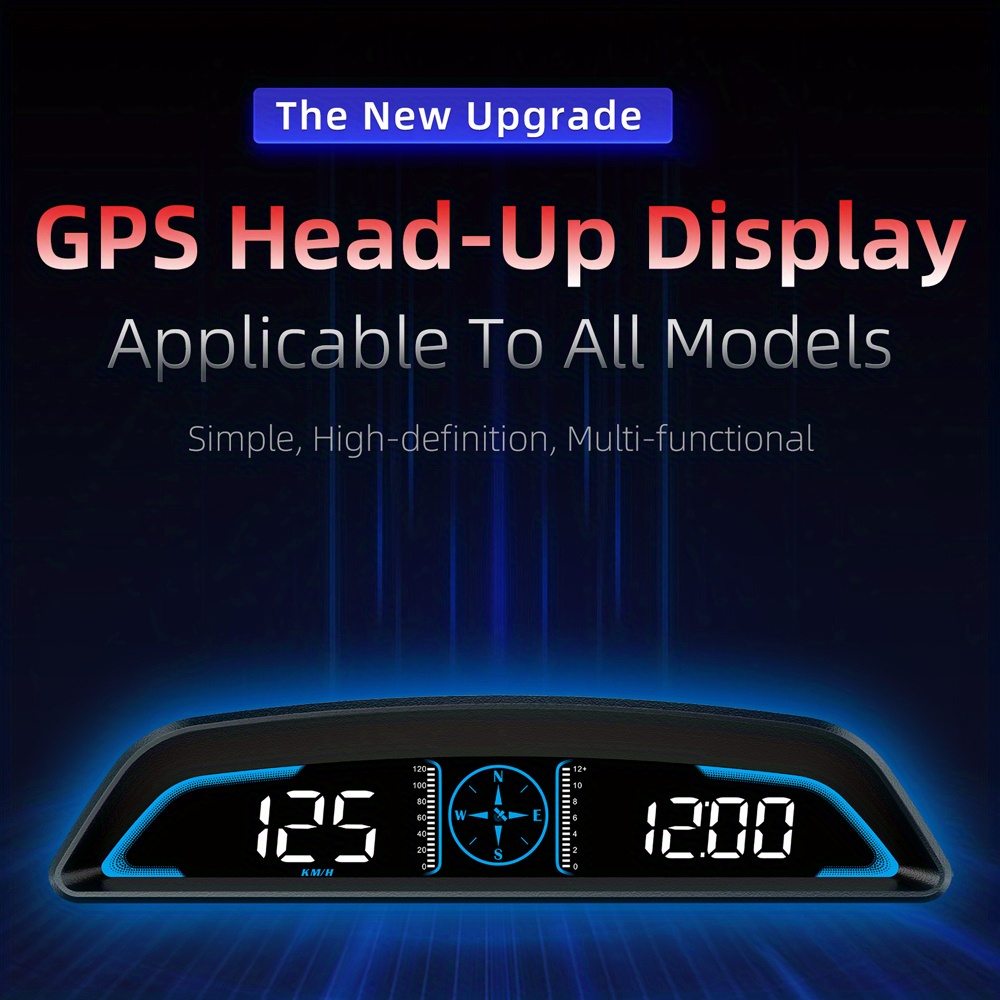 Car GPS HUD Head Up Display LED HD MPH/KMH Hub Speedometer Overspeed Alarm,  5.5“ Universal GPS Car HUD Speedometer Head Up Display Alarm Accessories