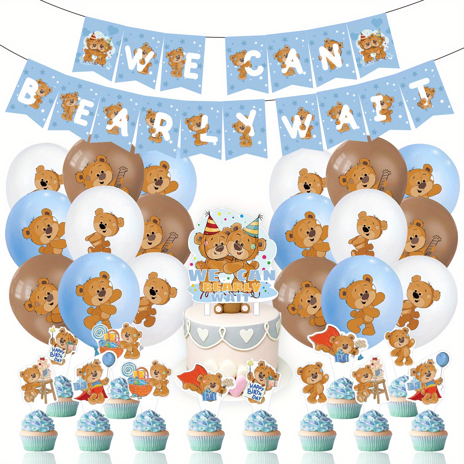 Cute Bear Birthday Party Balloon Decoration Perfect Theme - Temu