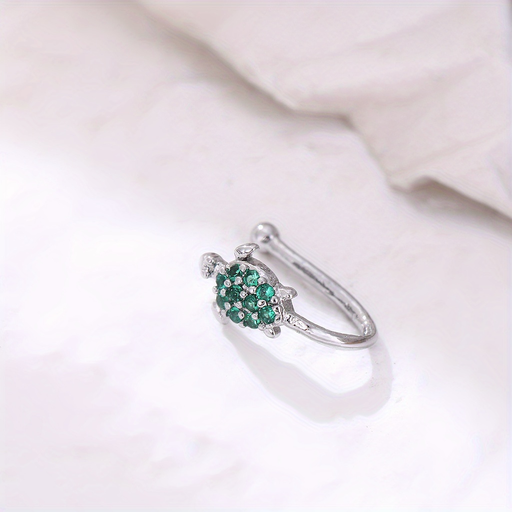 Image of A Cute Turtle Micro-pave Synthetic Zirconia Nose Ring, Non-piercing Jewelry, Sea Clip, Nose Ring, Nose Ornament For Women