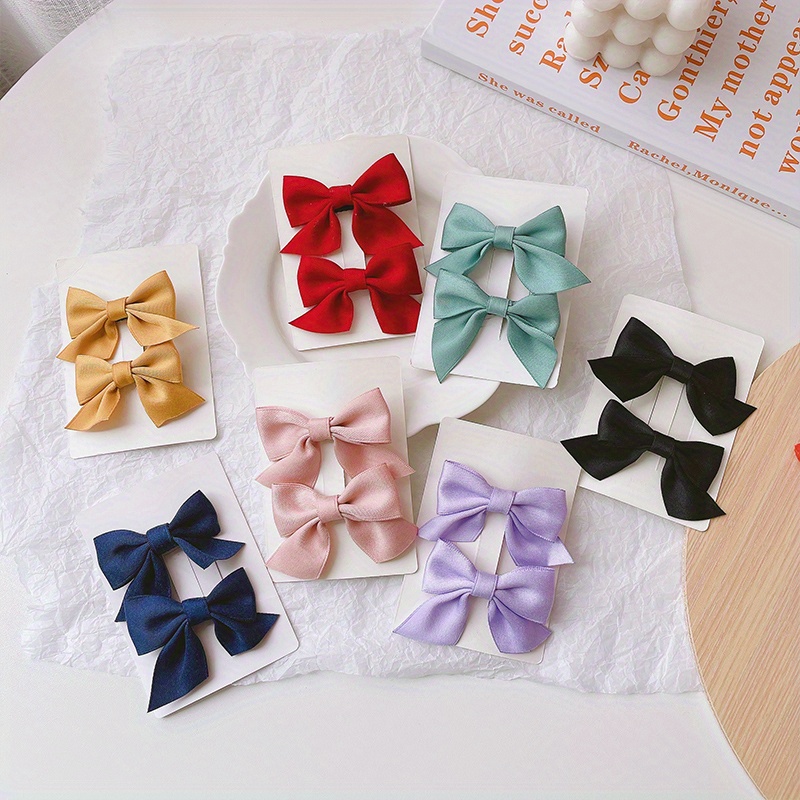 Temu 1 Pair Hair Bows Solid Color Bow Hair Clips, Bobby Pins, Hairpins Sweet Side Clip Braids Pin Hair Accessories for Women Girls, Christmas Gifts