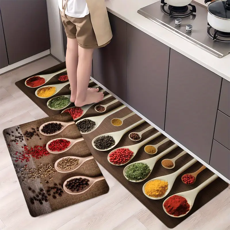 1pc spices printed kitchen rug soft anti fatigue comfortable mat waterproof non slip floor mat runner rug throw rug for living room bedroom absorbent machine washable carpet for kitchen hallway bathroom laundry details 1