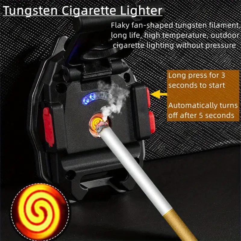1pc multifunctional mini keychain torch rechargeable portable strong light with cigarette lighter and screwdriver magnetic adsorption suitable for outdoor camping fishing walking night lighting details 4