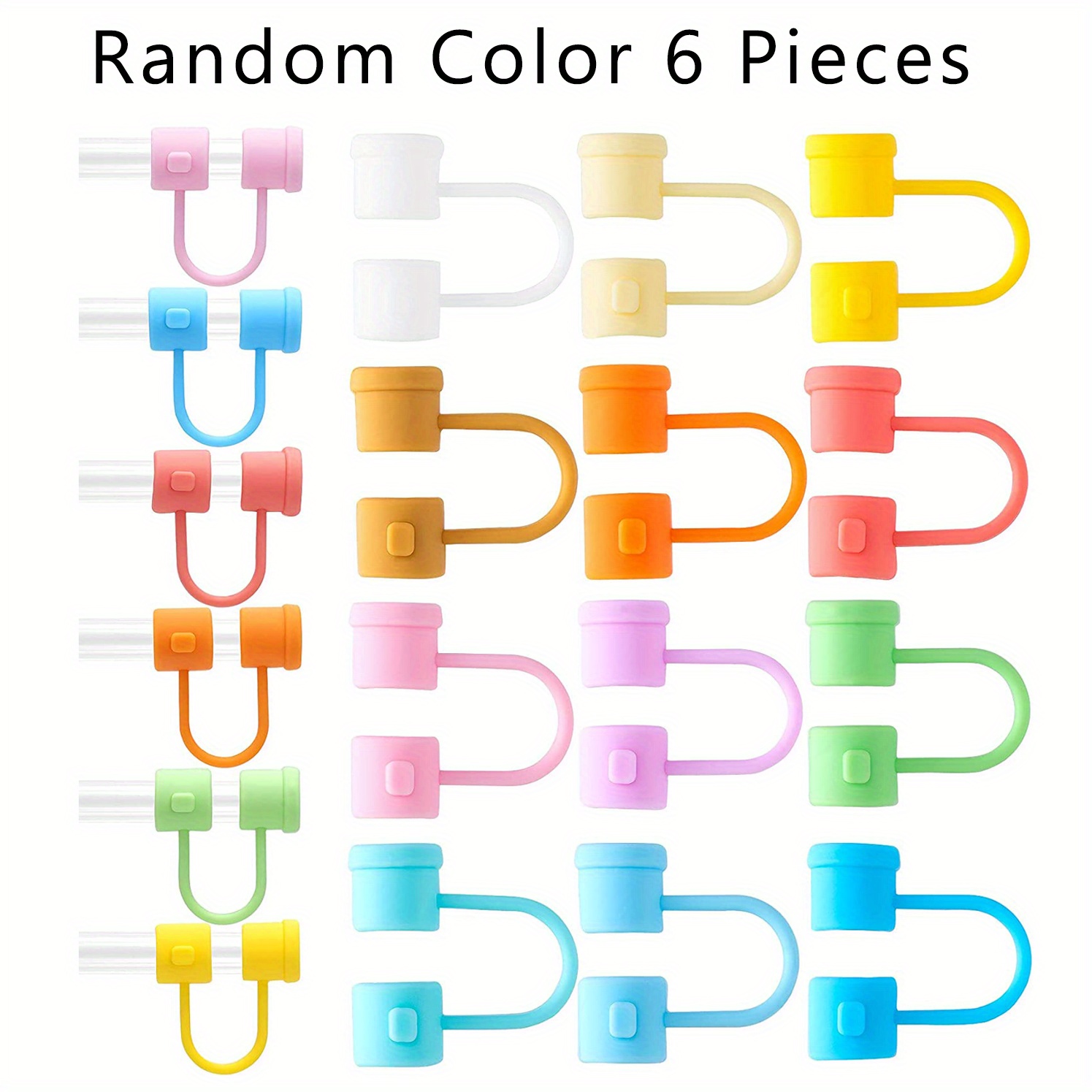 6 Pieces Straw Covers Cap Silicone Straw Tips Cover Straw Toppers for  Reusable Straws Drinking Straw Lids Cute Dust-proof Straw Plug for 6-8  mm(1/4