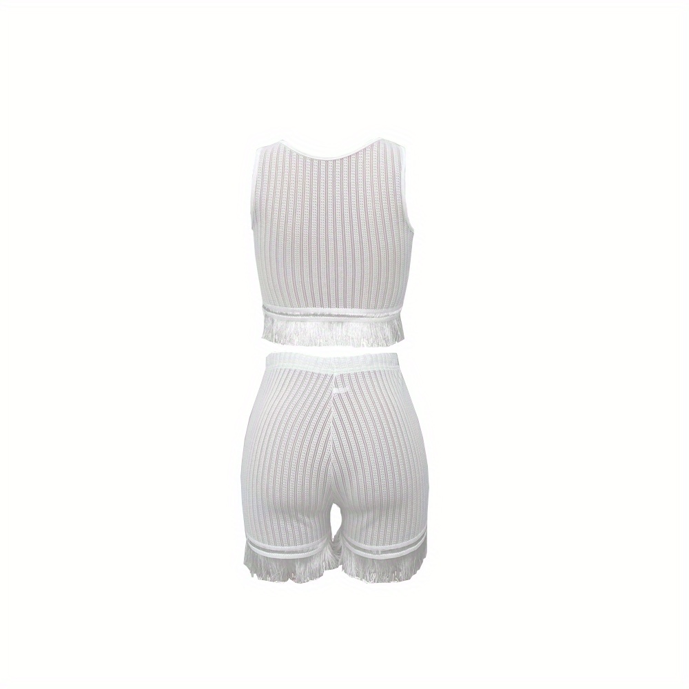 Two Piece Tank Top Tassels Short Pants