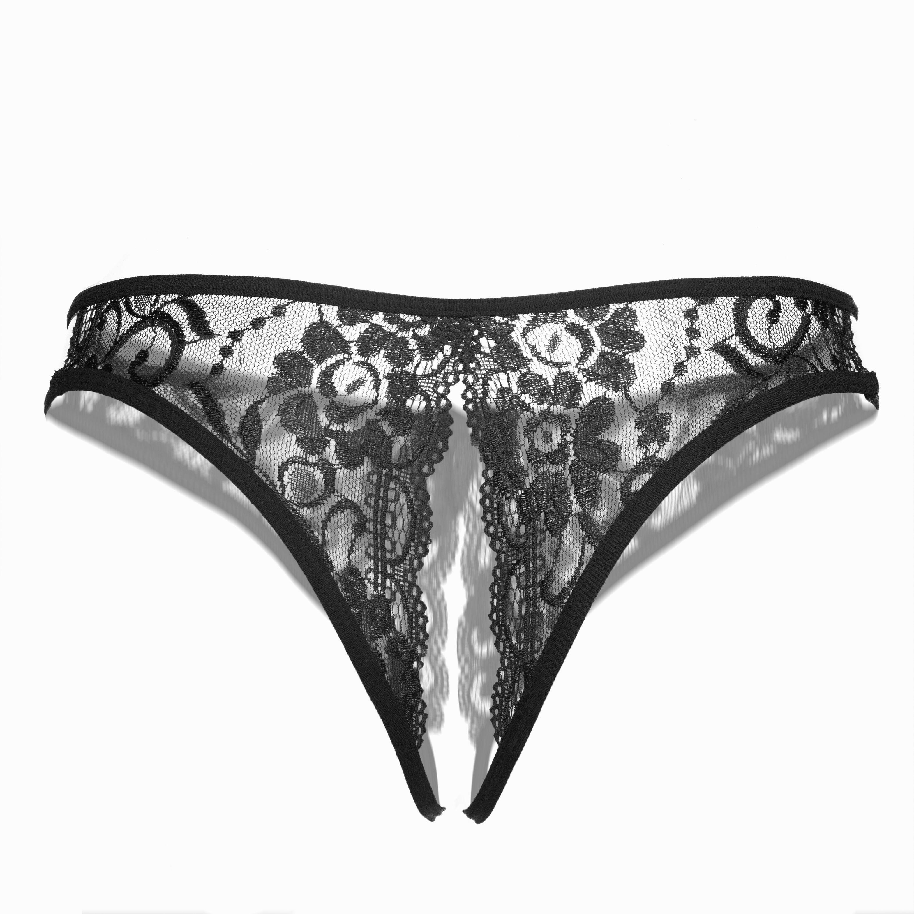 Sexy Floral Lace Thongs With Open Crotch And Bow Detail Temu