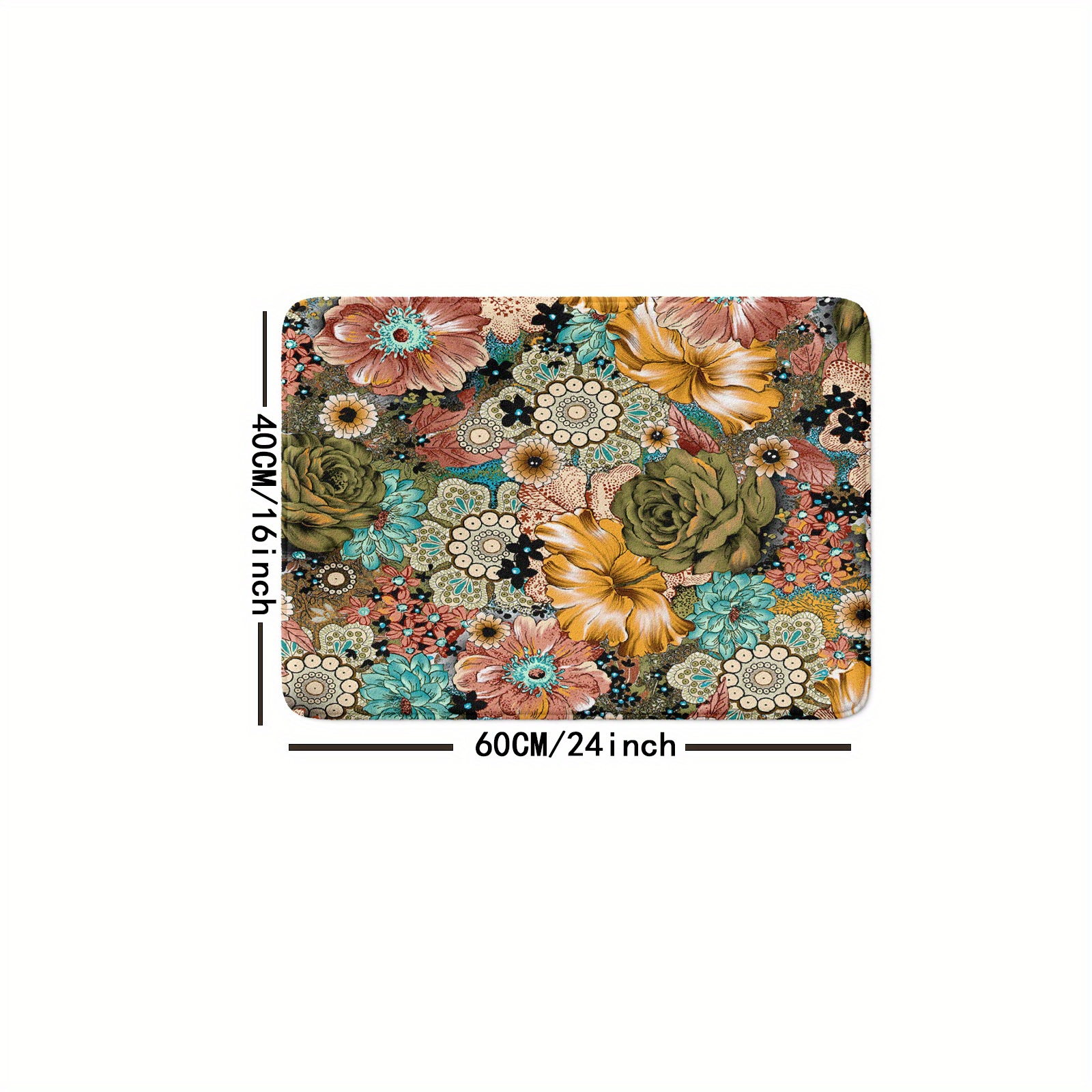 Bohemian Non slip Bathroom Rug Colorful Flower Absorbent - Temu