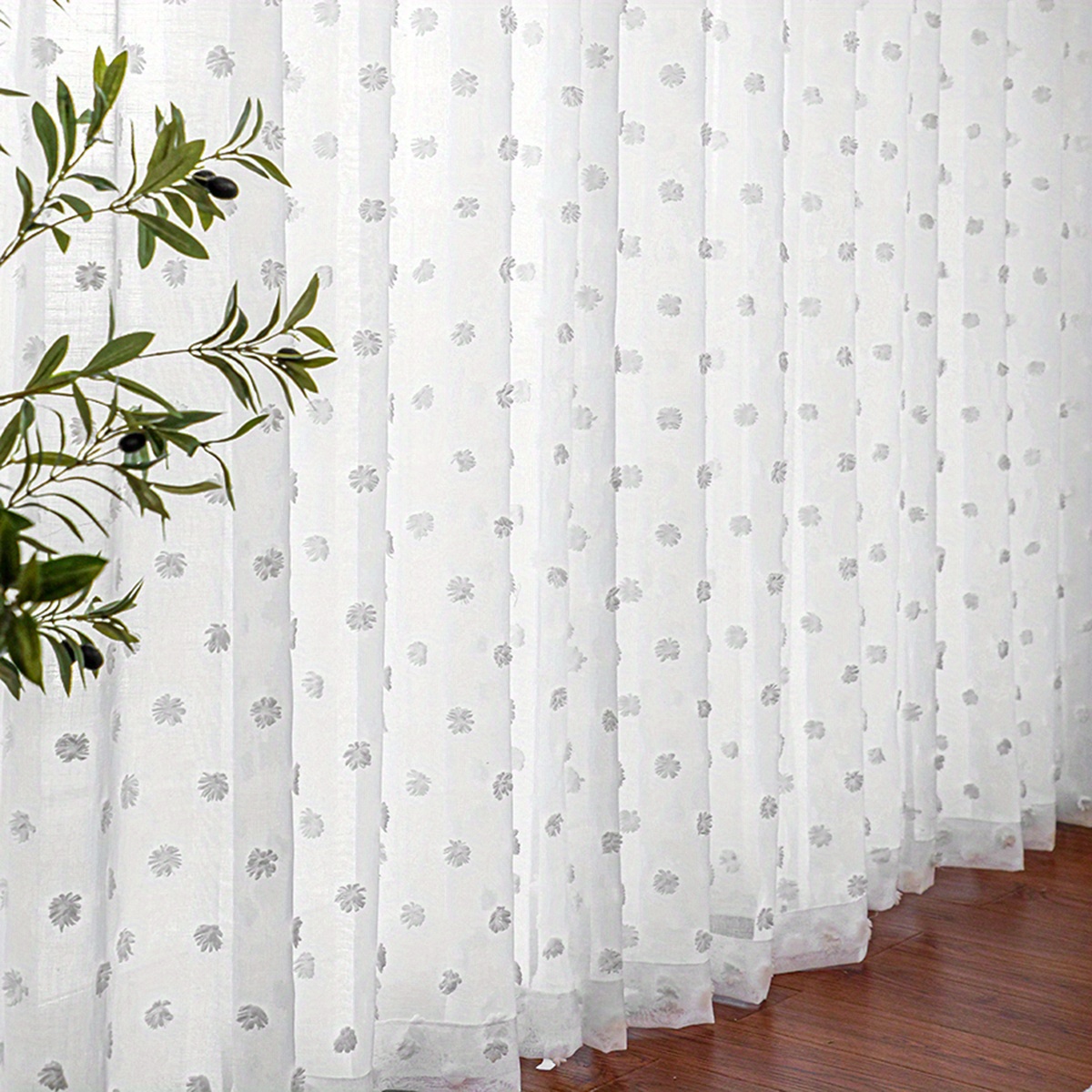 1pc Polka Dot Sheer Curtain - Translucent Window Treatment for Living Room  and Bedroom - Rod Pocket Design for Easy Installation - Soft and Breathable
