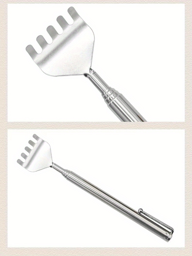 Extendable Back Scratcher, Stainless Steel Telescopic Anti-Itch Claw, Metal & PVC, Unscented, Elderly Health Care Massage Tool