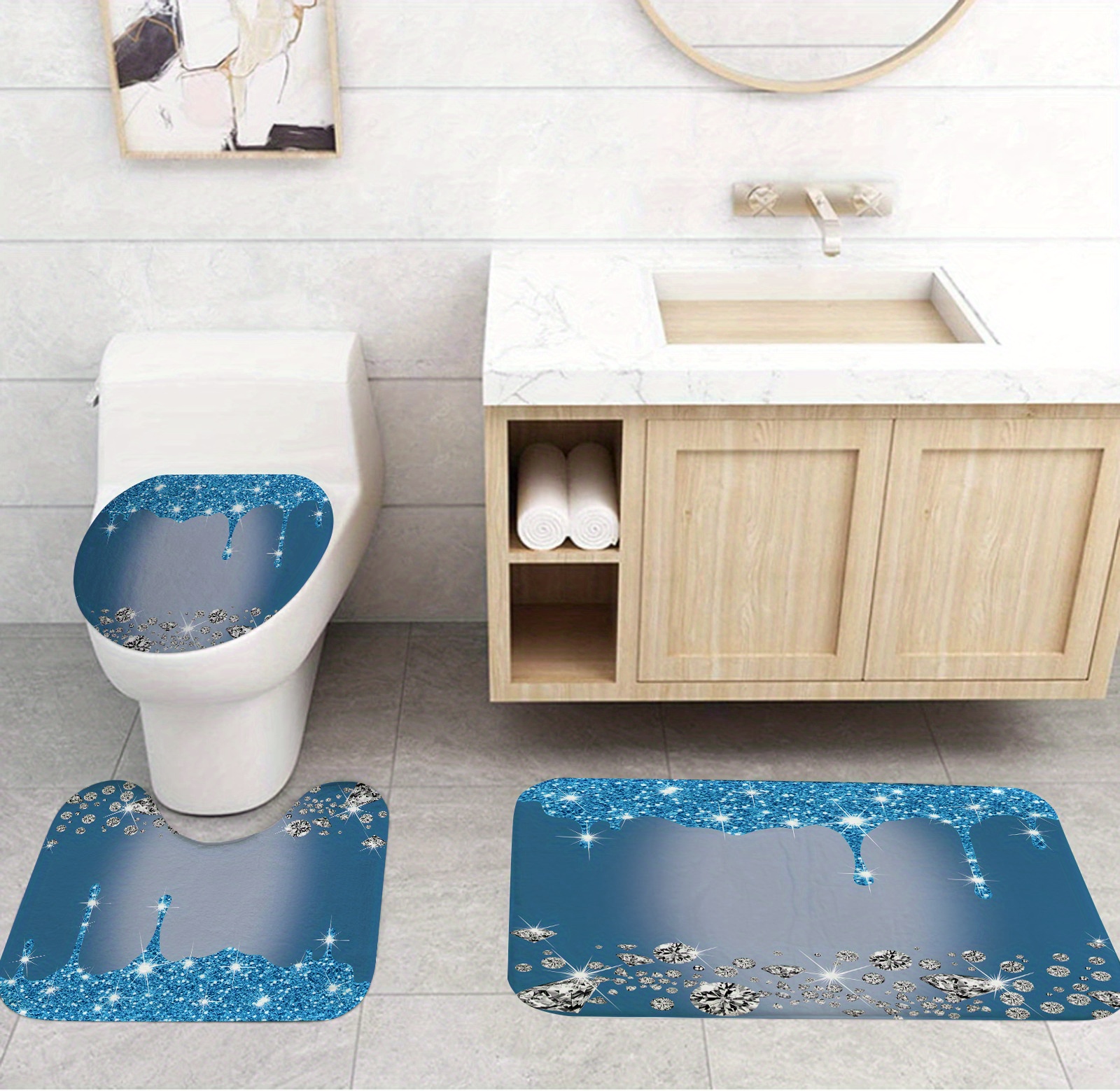 Bathroom Carpet Honeycomb Foot Mat Bathroom Anti-slip Mat Hotel Home Shower  Room Bathtub Toilet Bathroom Accessories Set